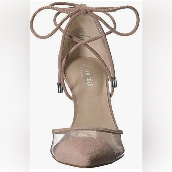 KENNETH COLE RILEY 85 BEIGE SUEDE w/ translucent vinyl panels lace up PUMPS. 8.5 - Picture 2 of 9
